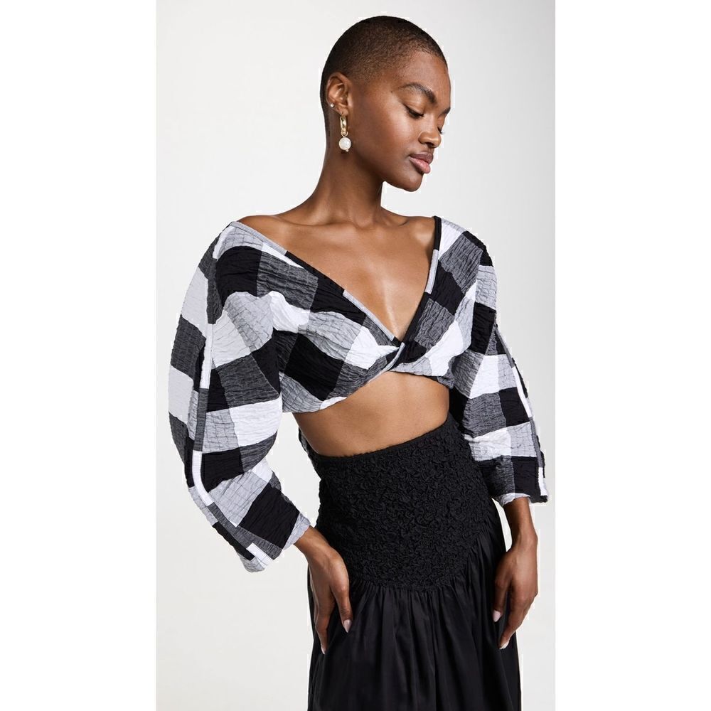 MARA HOFFMAN Justine Top in Black & White NWT Size XS